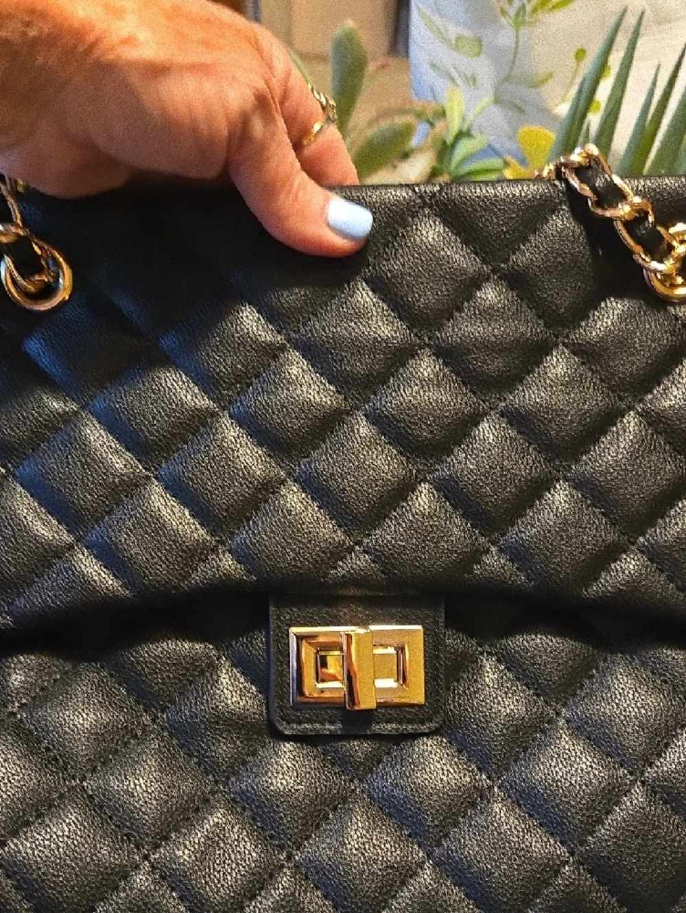 Ello Black Quilted Chain-Handle Tote Bag - Picture 7 of 10